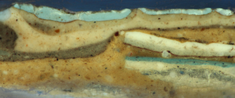 Paint cross-section in UV light