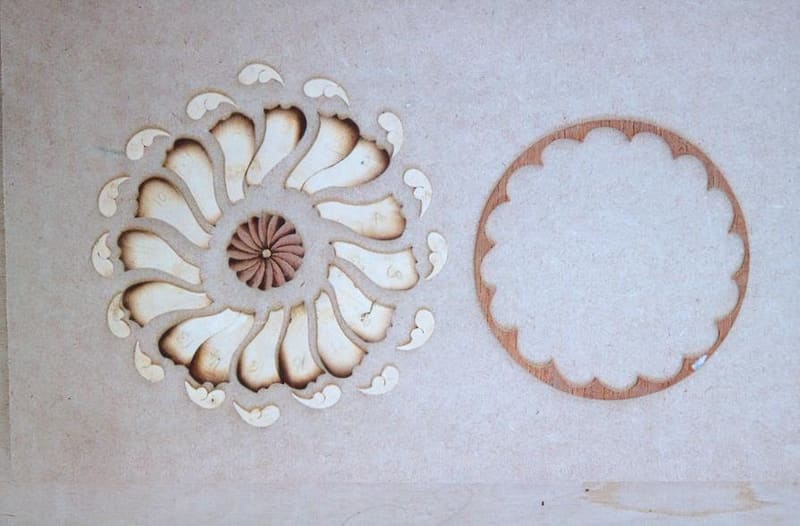 Marquetry example: during